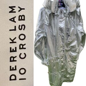 🩶Metallic Anorak & Sherpa Lined Hood—No Body Sherpa—Small | Derek Lam 10 Crosby